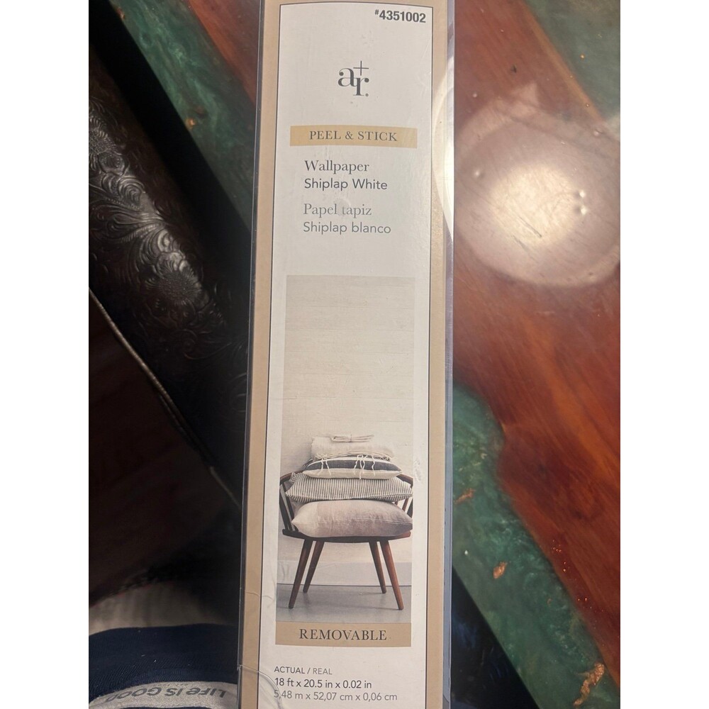 Allen Roth White Wood peel and stick wallpaper roll